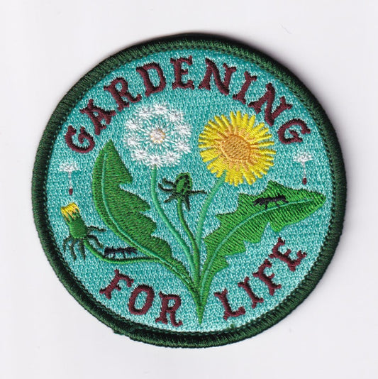 Haags Zaad geborduurde patch 'GARDENING FOR LIFE'