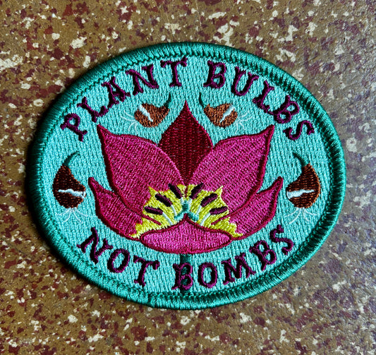 Haags Zaad geborduurde patch Plant Bulbs NOT bombs